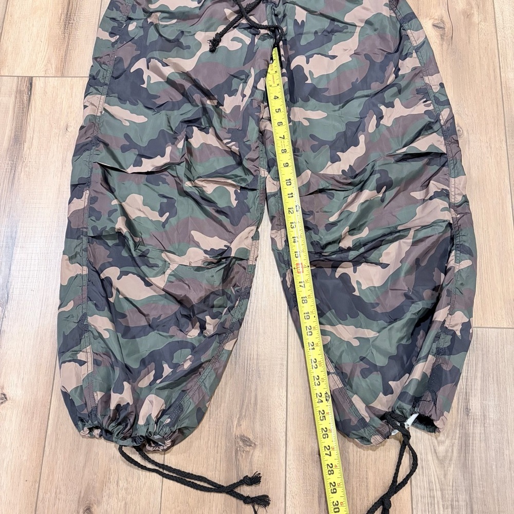 Edikted Camo Parachute Cargo Pants XS/S Olive Drawstring Y2K Streetwear - Picture 7 of 9